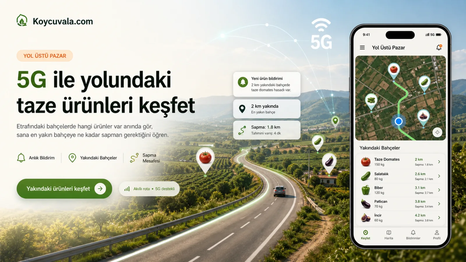 Koycuvala Yol Üstü Pazar 5G hero görseli